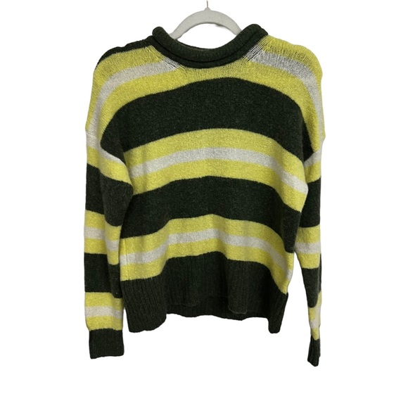 MADEWELL Striped Fulton Pullover Sweater WOOL BLEND. Color: Heather Gras… - Picture 2 of 11